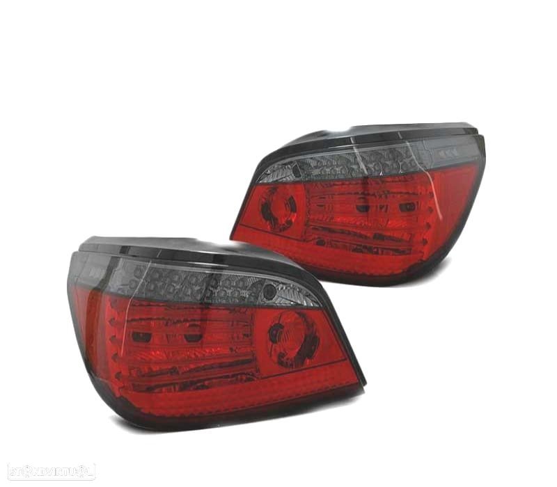 FAROLINS TRASEIROS BMW E60 LCI 07-10 LED DINÂMICO COM PISCA VERMELHA FUMADA - 2