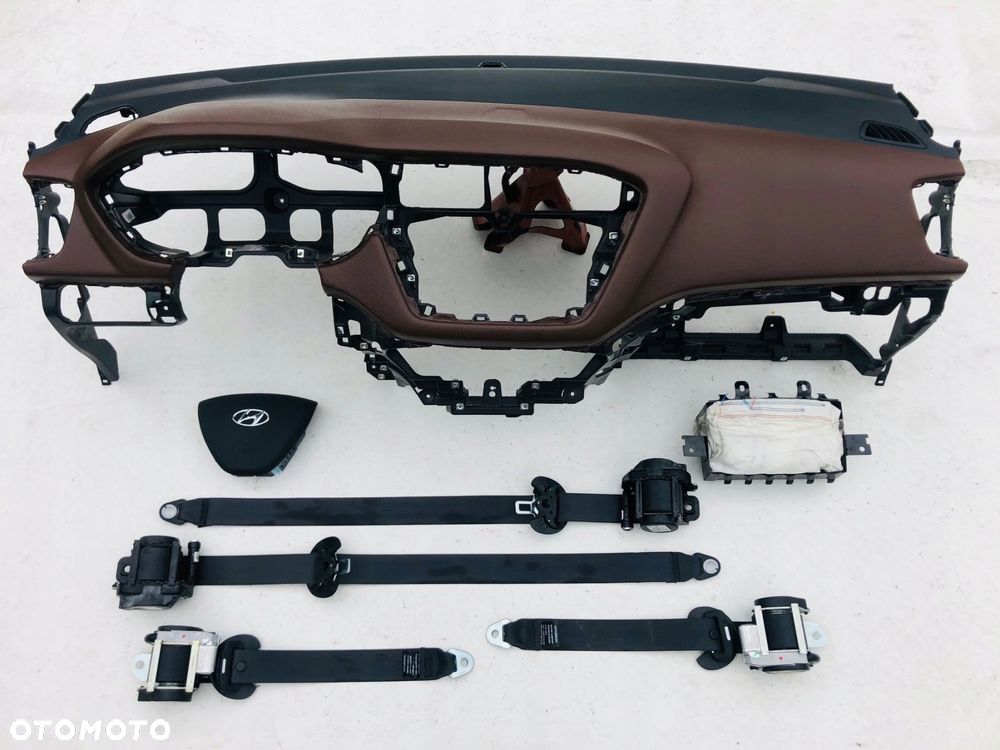 hyundai i20 ii brąz deska kokpit konsola poduszki pasy - 2