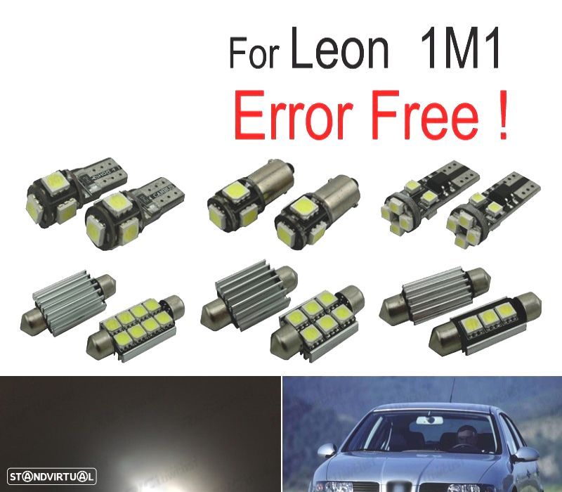 KIT COMPLETO 15 LAMPADAS LED INTERIOR PARA SEAT LEON 1 M 1 99-06 - 1