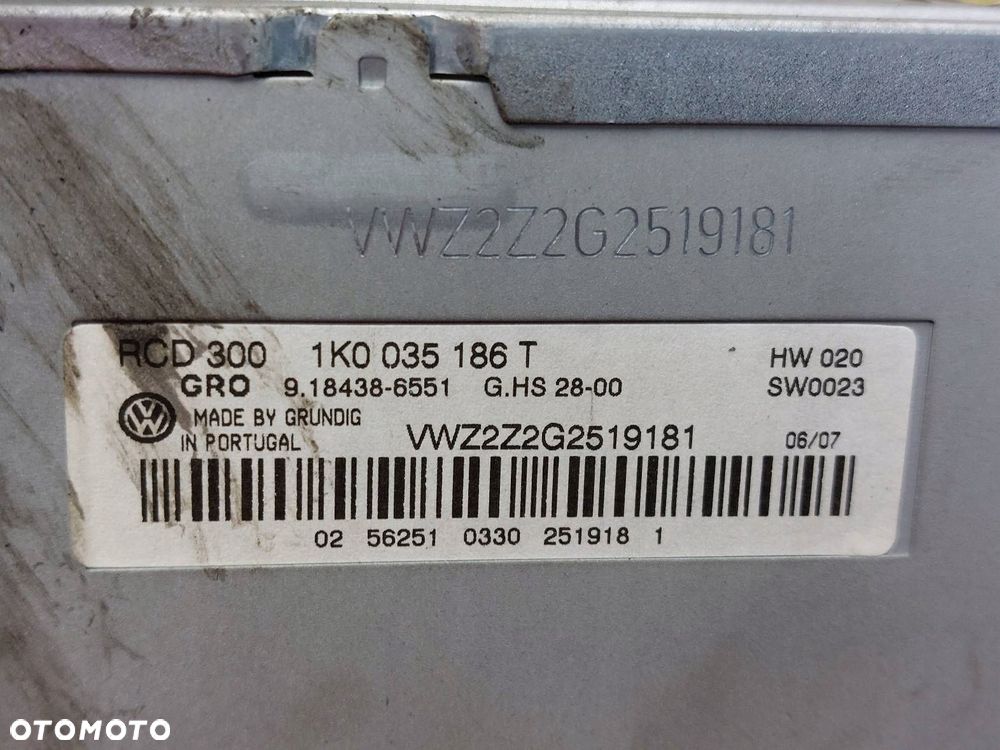 RADIO ODTWARZACZ  VOLKSWAGEN PASSAT B6 1K0035186T - 4