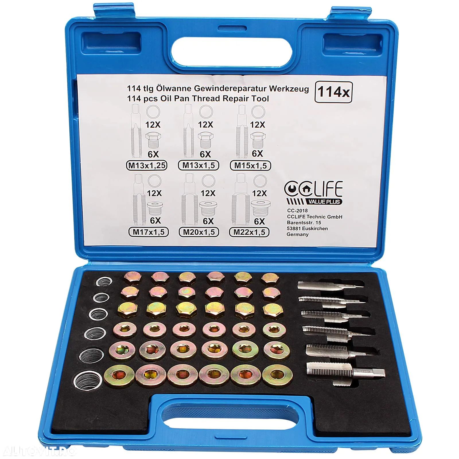 Trusa NOUA reparatii fileta bai de ulei M13 x 1,25 M13 M15 M17 M20 M22 x 1,5 114 piese - 1