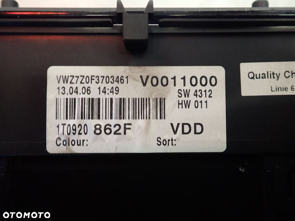 LICZNIK VOLKSWAGEN TOURAN I 1T0920862F - 6