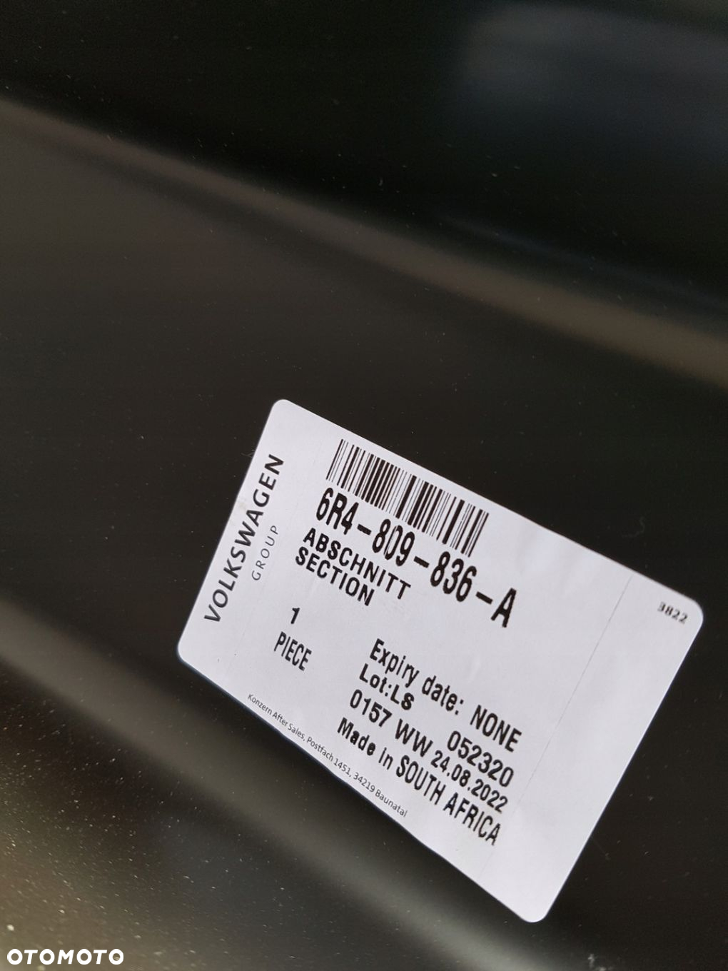 VW POLO 09-17 prawa rama próg słupek bok 6R4809836A - 7