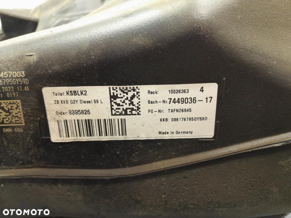 BMW 4 G26 ZBIORNIK BAK PALIWA DIESEL 7449036 - 5