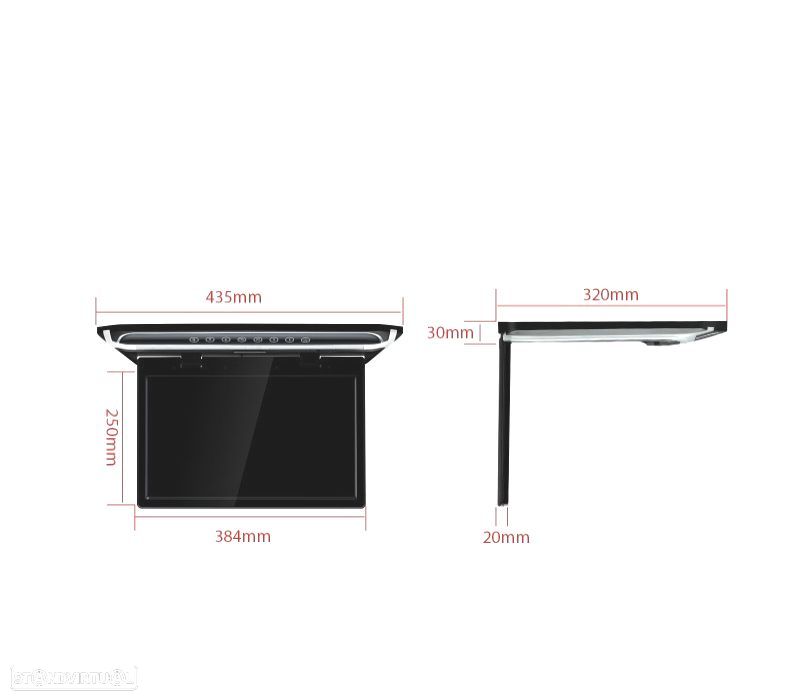 TELA DE TETO ULTRA FINA DE 15,6" COM LUZ LED HDMI 1080P USB E SD - 5