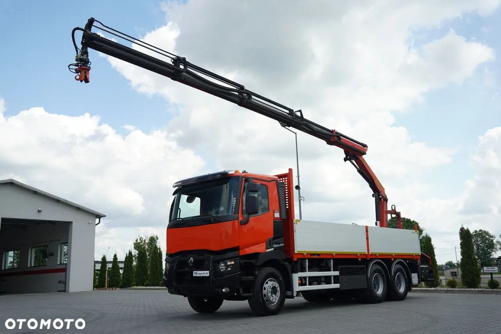Renault C 430 / 6x4 / SKRZYNIOWY 6,5 M + HDS PALFINGER PK 18 002-EH C  / WYSÓW 12,5 M / STEROWANIE RADIOWE / ROTATOR / WIDŁY DO PALET