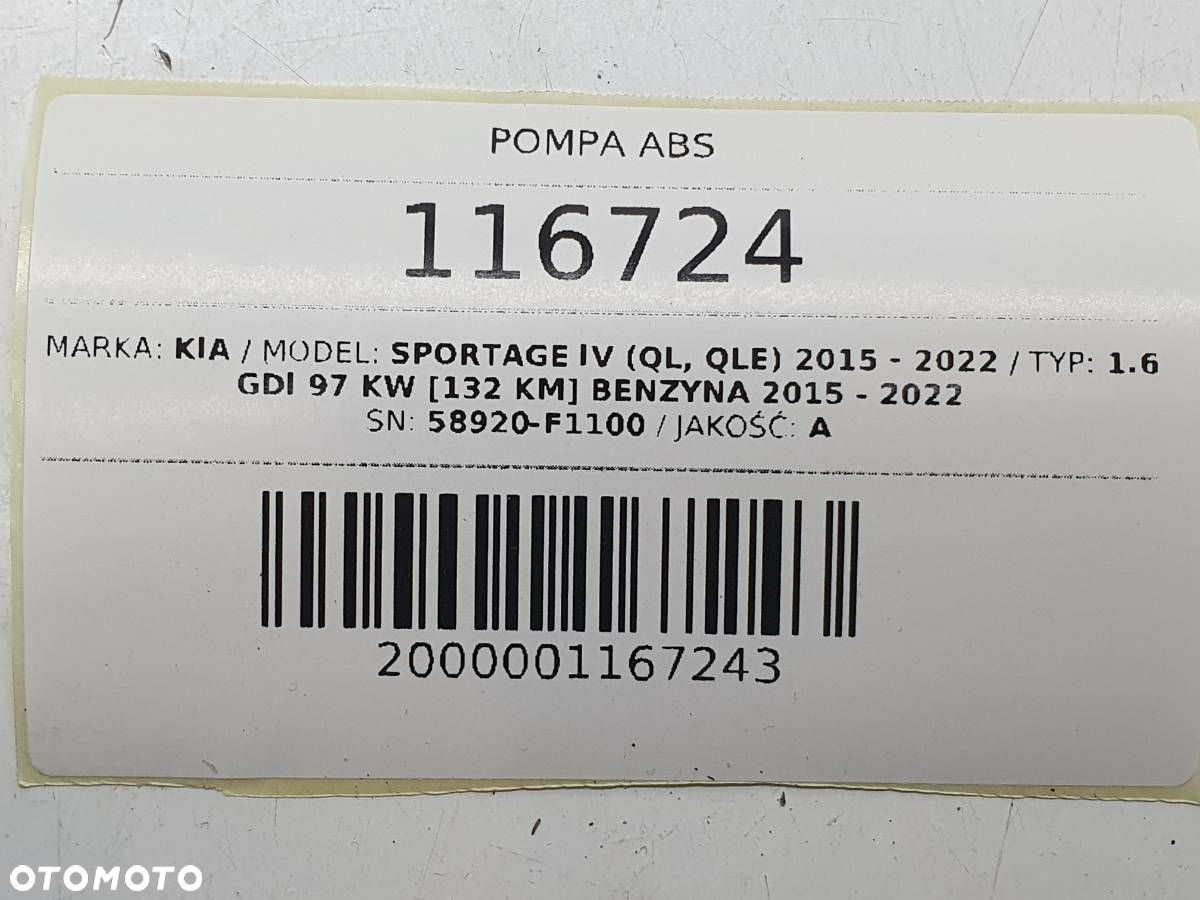 POMPA ABS STEROWNIK 58920-F1100 KIA SPORTAGE IV 1.6 GDI - 6