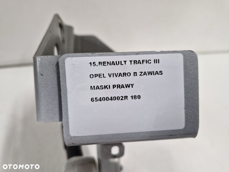 renault trafic iii 3 vivaro b zawias maski prawy siłownik 654004002r - 6