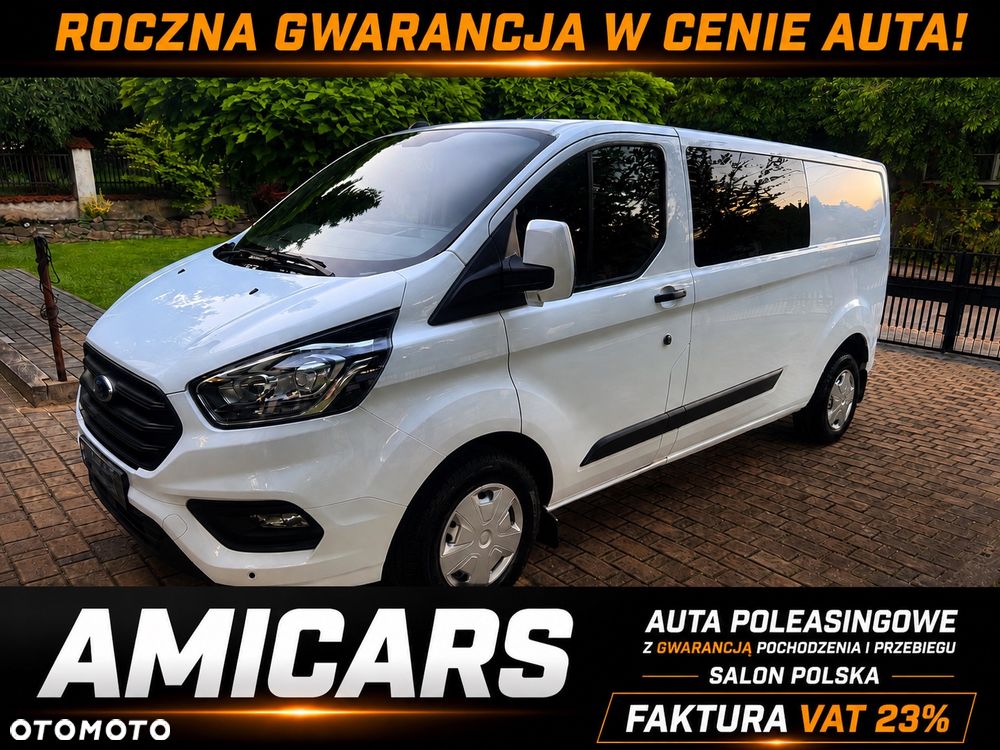 Ford Transit Custom BRYG. 6 OSÓB - L2H1 - SALON POLSKA - Bezwypadkowy - FAKTURA VAT 23% - Najmocniejsza Wersja 170km - PEŁNA HISTORIA SERWISOWA - ORYGINALNY PRZEBIEG - 2