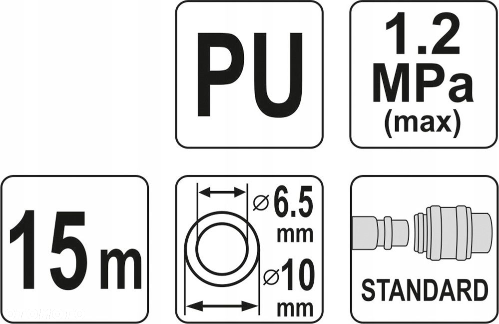 YATO WĄŻ PNEUMATYCZNY SPIRALNY 6,5MM x 10MM x 15M - 5