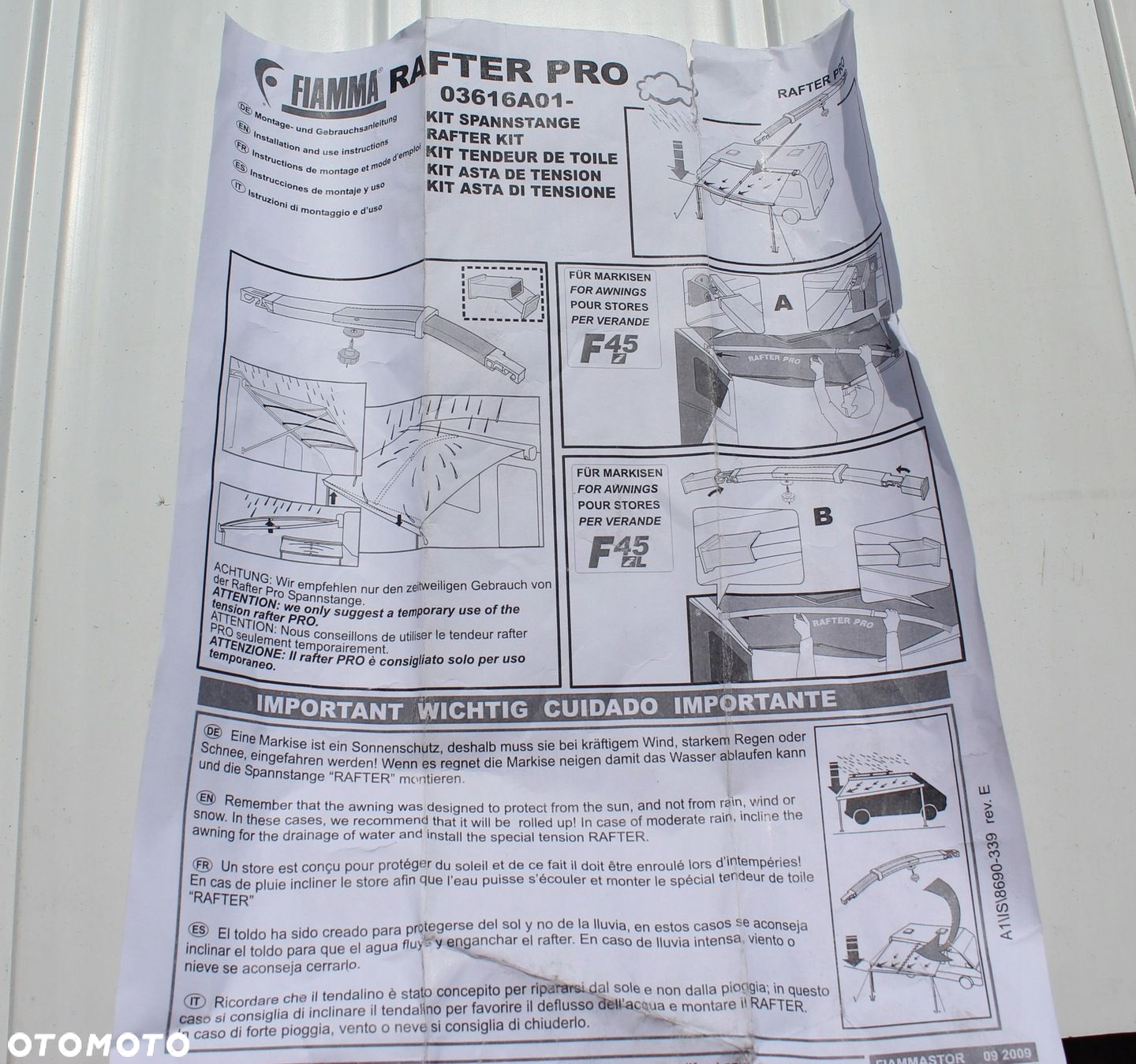 RAFTER PRO DRĄŻEK TELESKOPOWY MARKIZY FIAMMA F45/F65/F80 142-265cm - 9