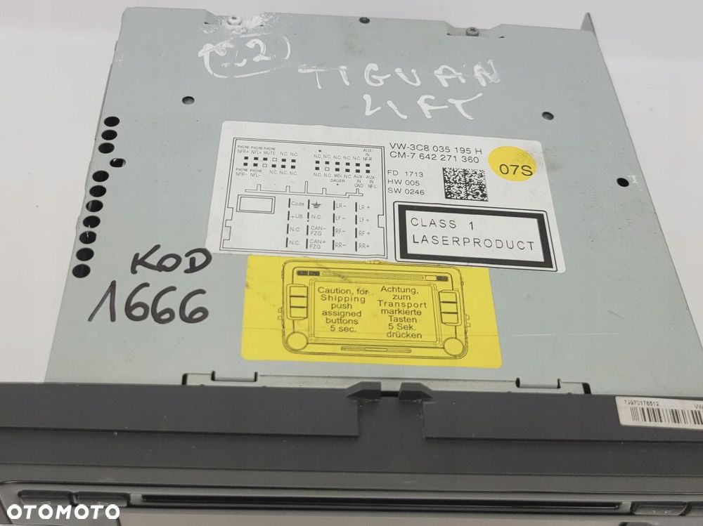 VW PASSAT B6 B7 GOLF V VI TOURAN RADIO DOTYKOWE 3C8035195H DAB Z KODEM - 6
