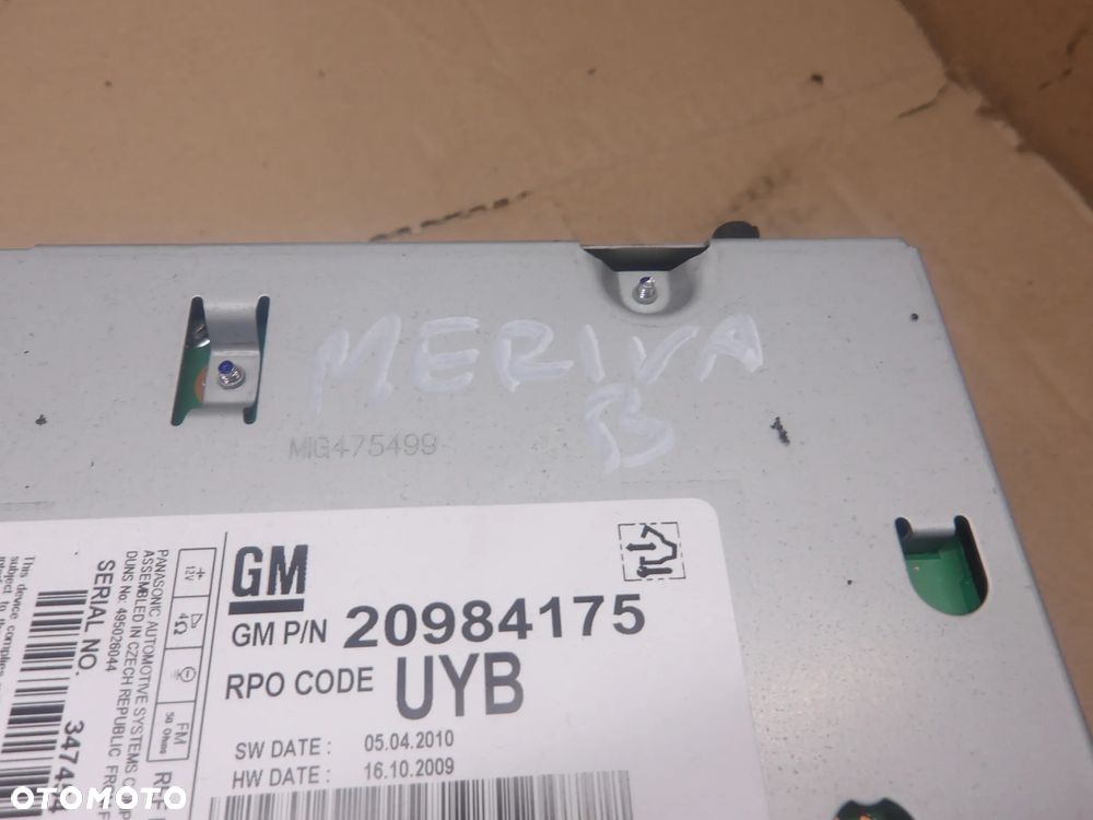 OPEL MERIVA B 10-13 1.3CDTI RADIOODTWARZACZ 20984175 - 2
