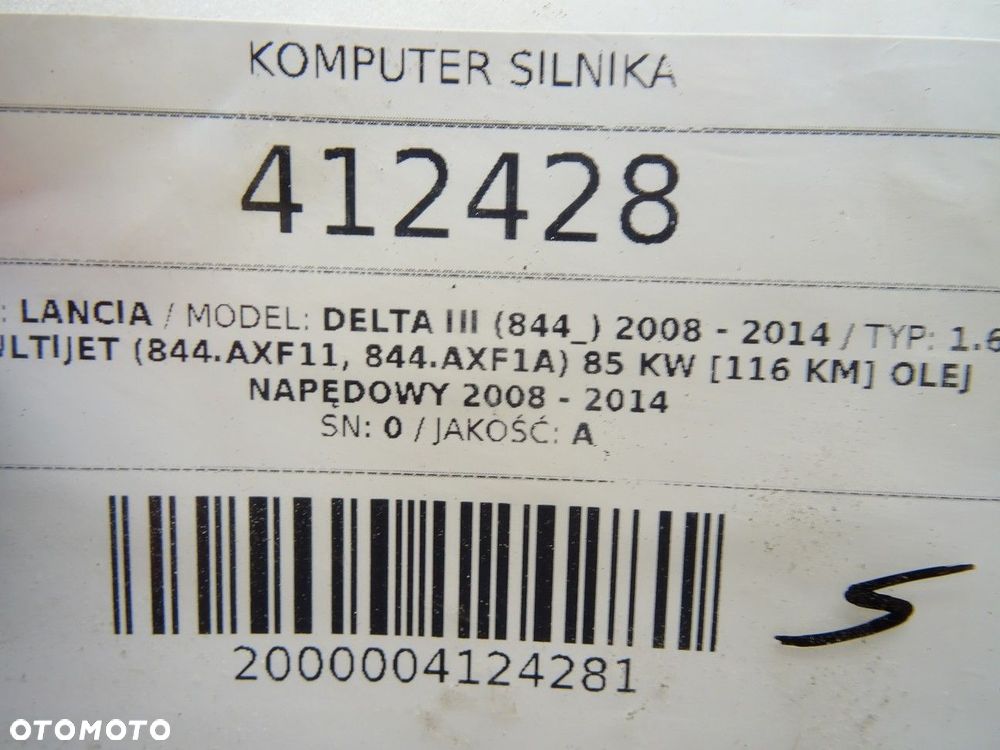 KOMPUTER SILNIKA  LANCIA DELTA III (844_) 2008 - 2014 1.6 D Multijet (844.AXF11, 844.AXF1A) 85 kW - 5