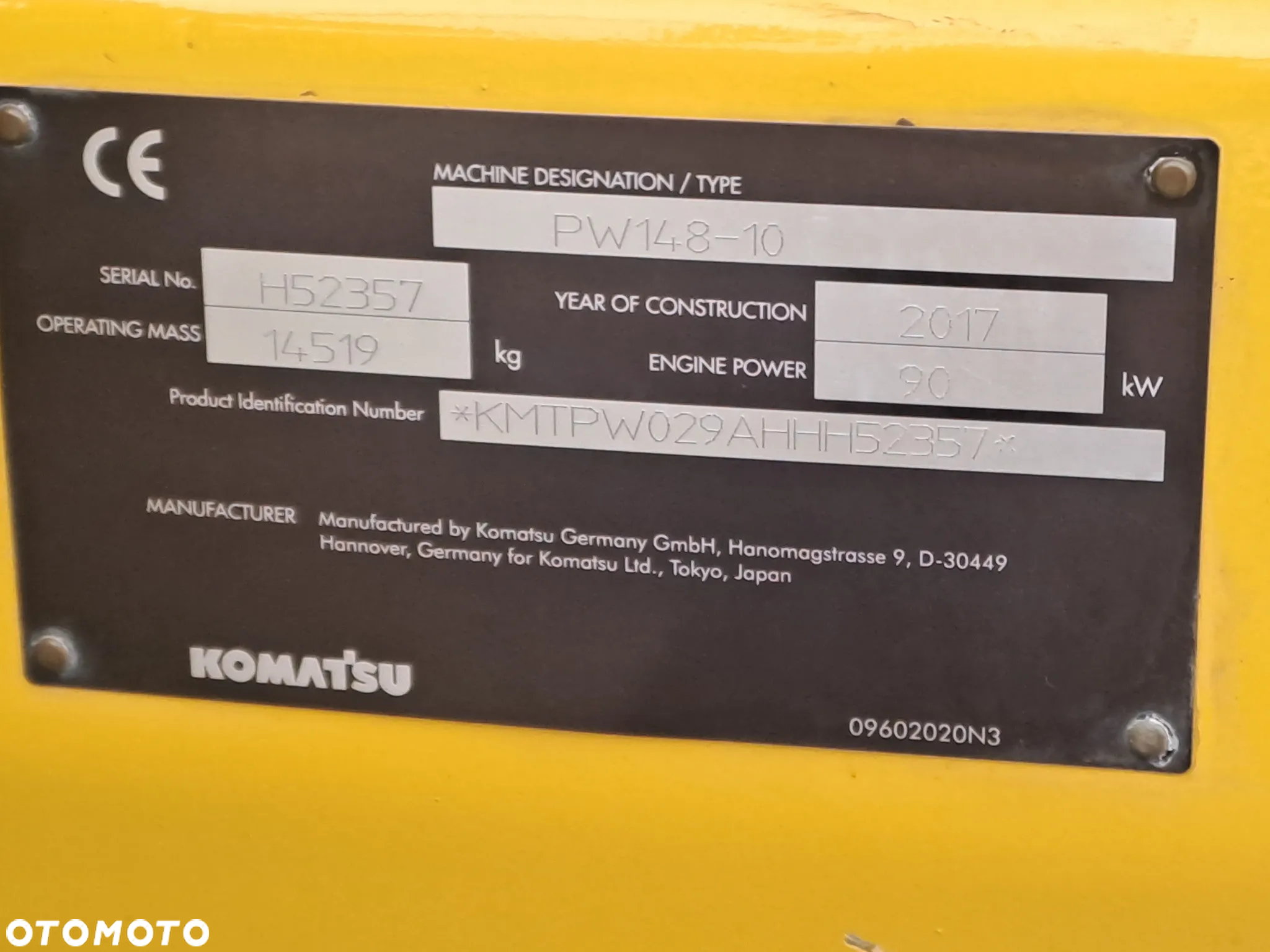 Komatsu PW148-10 / ROK 2017 / SUPER STAN / PW 148 / PW148-8/ 160 / 140 - 15