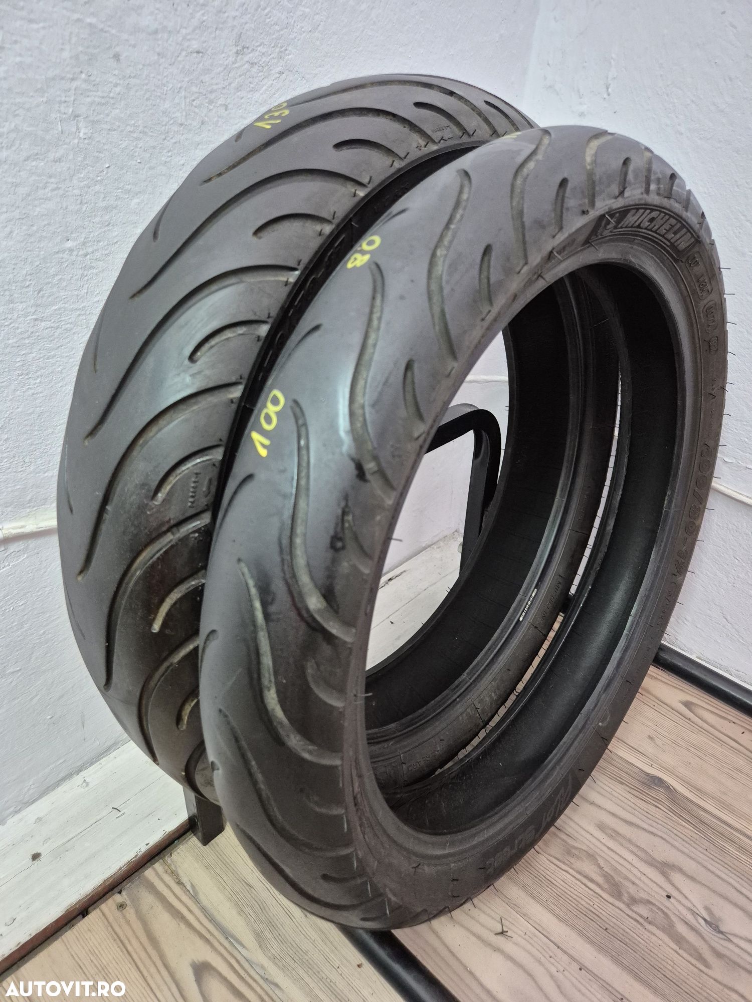 Set anvelope moto 100 80 17 cu 130 70 17 Michelin pilot street - 1