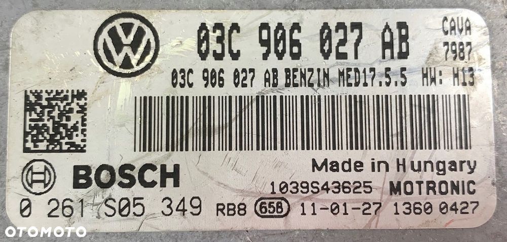 KOMPUTER ECU VW SEAT SKODA 1.4 03C906027AB 0261S05349 - 15