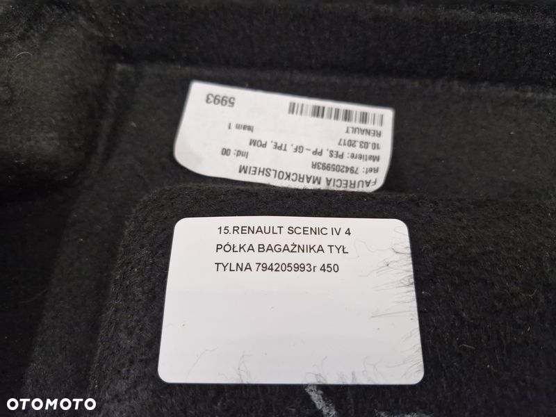 RENAULT SCENIC IV 4 PÓŁKA BAGAŻNIKA TYŁ TYLNA 794205993R - 4