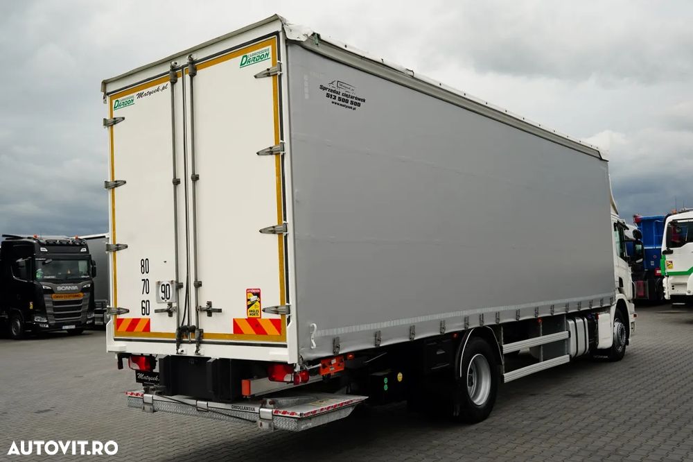 Scania P 320 / SOLO / CORTINĂ - 8.5 M / 4X2 / DHOLLANDIA LIFT / PODEA REZISTENTĂ / EURO 6 - 6