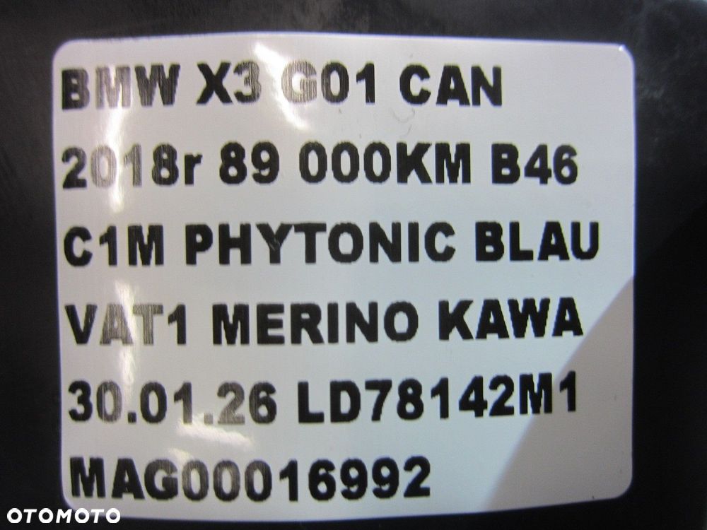 BMW X3 G01 G02 USA PODUSZKA FOTELA AIRBAG LEWA W FOTEL 72127416265 7416265 - 7