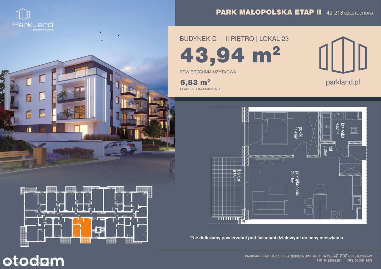Nowe 2 pokoje Parkitka | balkon | zieleń | Park Małopolska