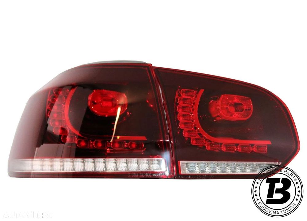 Stopuri Full LED compatibile cu VW Golf 6 VI R20 Cherry Red Design - 10