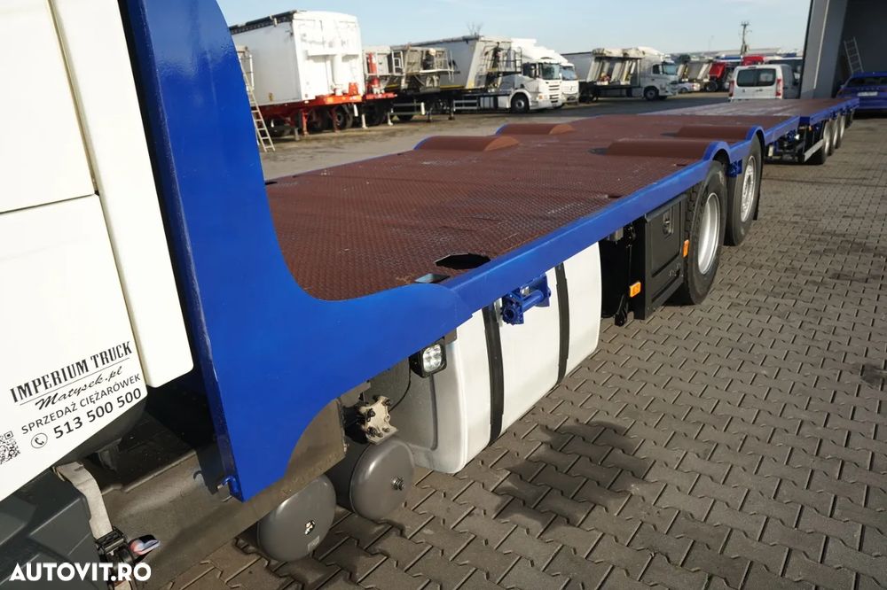 Volvo FH 650 / 6x2 / ANSAMBLU CAMION RIGID ȘI REMORCĂ (TANDEM) / PLATFORMĂ / 8 m + 8,3 m /  I-PARK COOL / AXĂ VIRATOARE ȘI RIDICABILĂ / I-SHIFT / SUSPENSIE PNEUMATICĂ INTEGRALĂ / SAMRO / - 10