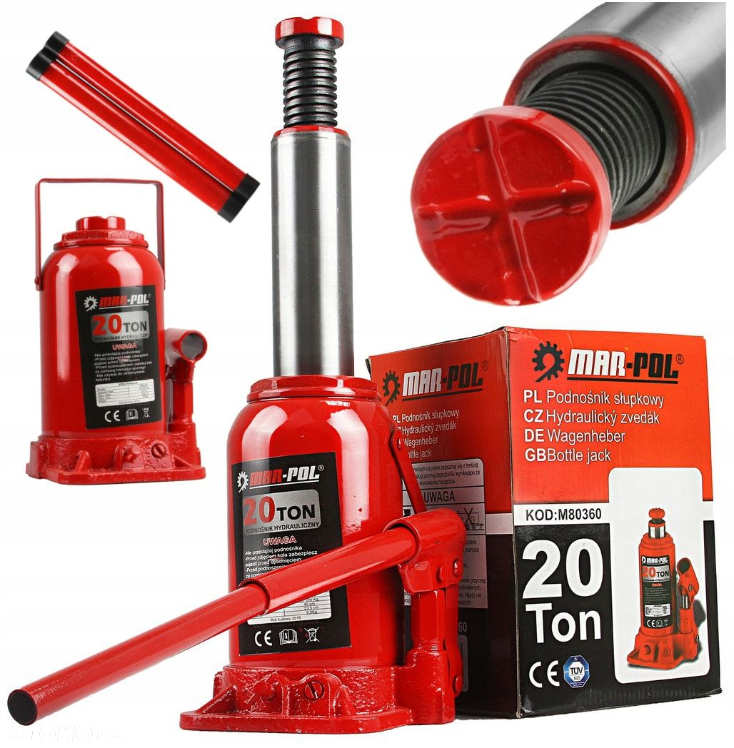 PODNOŚNIK SŁUPKOWY 20T LEWAREK HYDRAULICZNY BUTELKOWY 20T TON MOCNY M80360 - 11