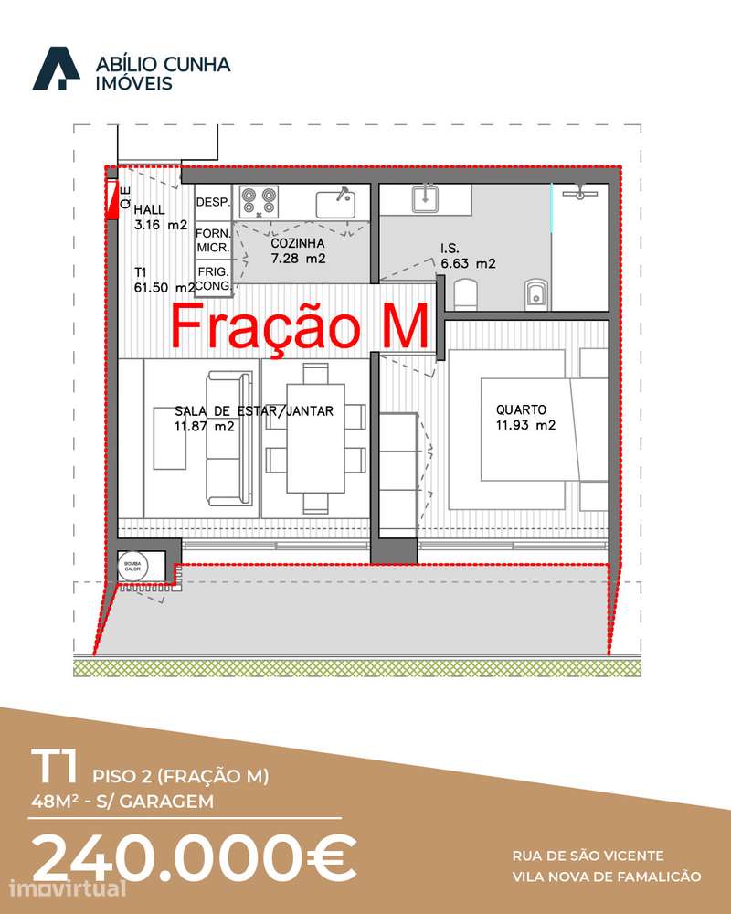 Apartamento T1 Novo | 48 m² | 2.º Piso | Famalicão | 240.000€ - Grande imagem: 2/2