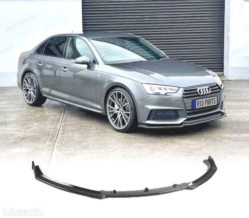 SPOILER FRONTAL AUDI A4 B9 SEDÁN AVANT 15-19 PRETO BRILHANTE ABS - 1