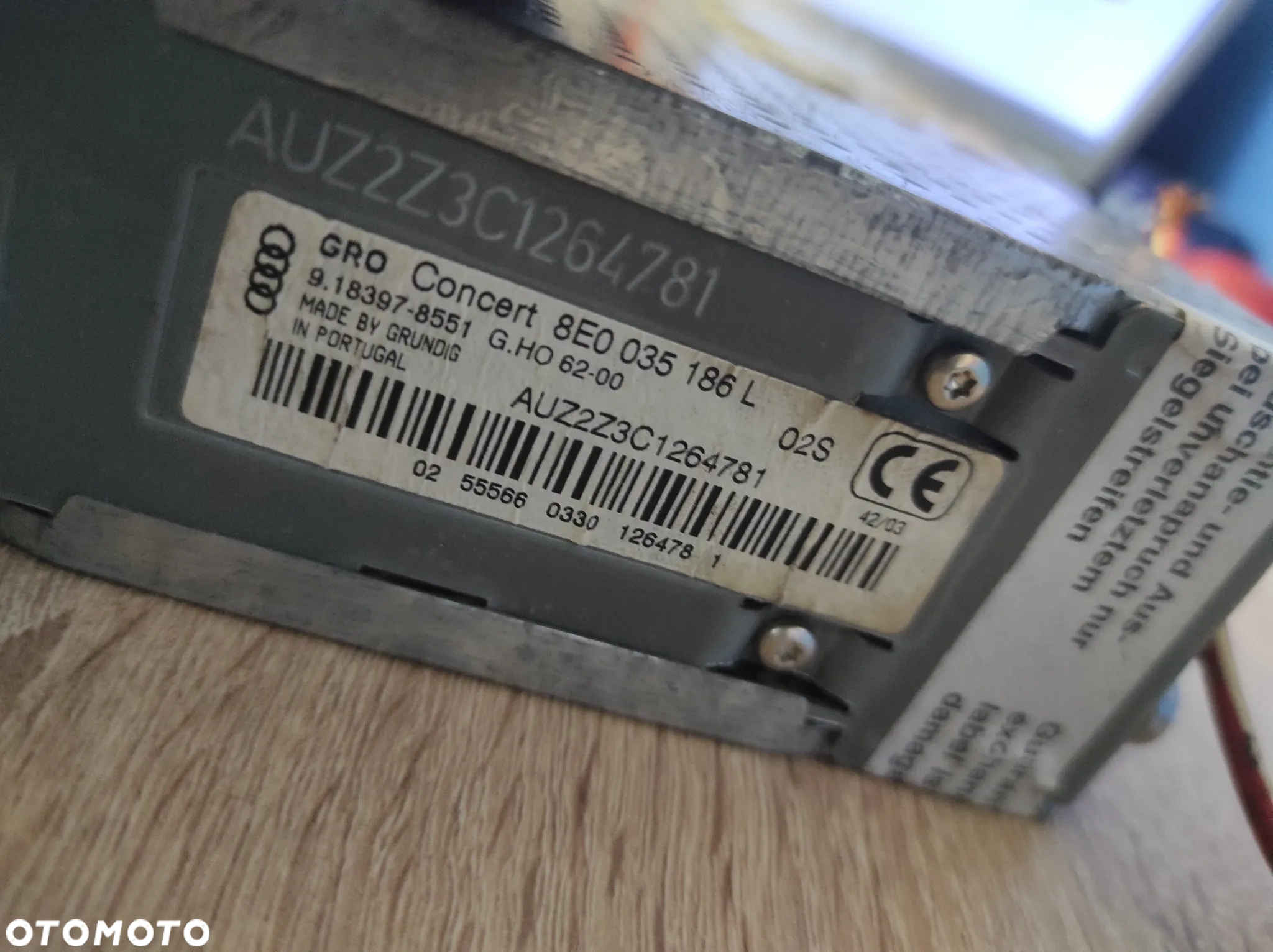 RADIO AUDI CONCERT AUDI A4 B6 B7 1DIN 8E0035186L SPRAWNE WYSYŁKA !!!! - 3
