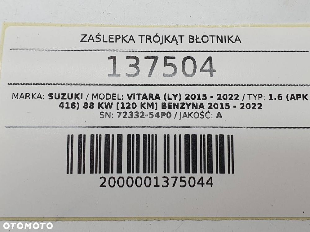 NAROŻNIK PODSZYBIA ZAŚLEPKA TRÓJKĄT PRAWY SUZUKI VITARA III 72332-54P0 - 4