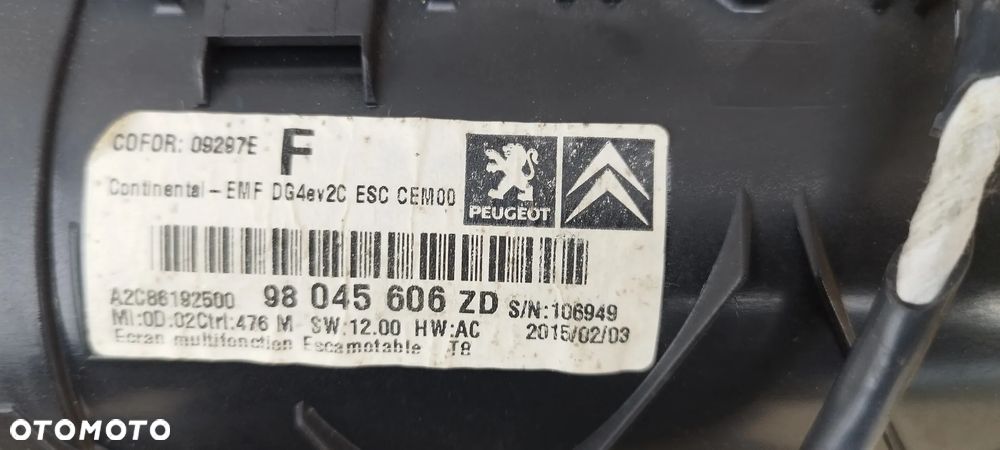Peugeot 3008 / 5008 Ekran wyświetlacz Nawigacji 98045606ZD - 2
