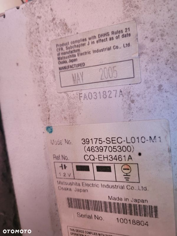 HONDA ACURA TSX RADIO PANEL NAWIEWU 39-175-SEC-L010 - 4