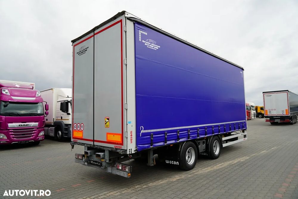 Wecon REMORCA - 7,7 M / AXĂ CULISANTĂ / ACOPERIȘ CULISANT / ȘINGURI CĂRUCIOR / SAF - 8