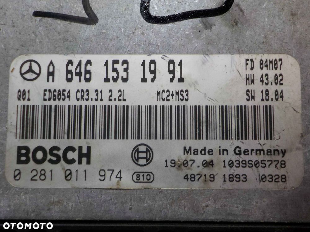 MERCEDES VITO II W639 2.1 CDI 04r sterownik silnika A6461531991 - 8