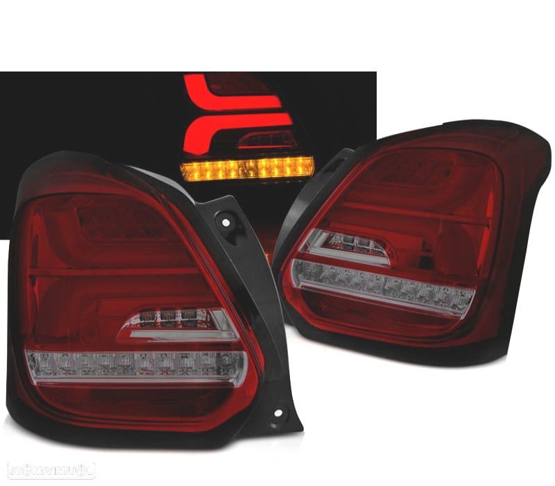 CONJUNTO DE FAROLINS PARA SUZUKI SWIFT VI 17- LED BAR LEDS INDICADORES DINÂMICOS VERMELHOS FUMADO - 1