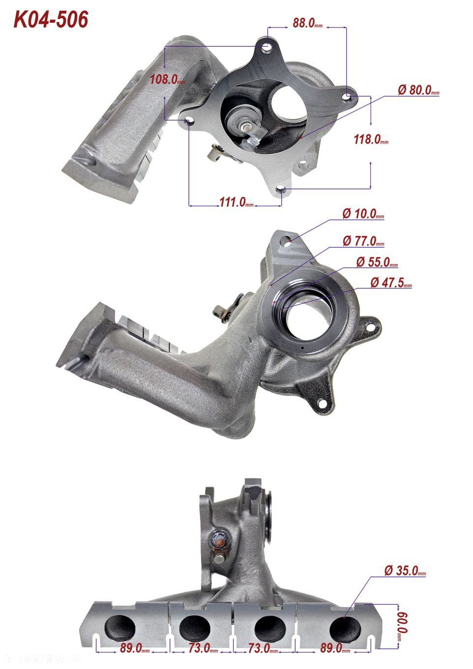 KOLEKTOR TURBINY SEAT ALTEA 1.8L TSI 118kW 06J145702F 53039880160 - 9