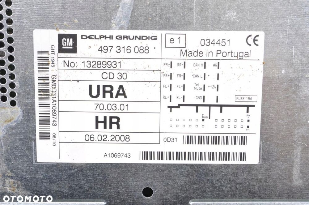 OPEL ZAFIRA B RADIO CD 30 13289931 - 2