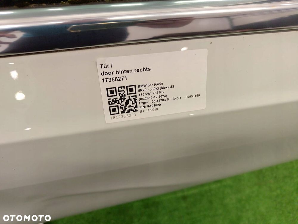 BMW 3 G20 DRZWI PRAWY TYŁ A300 - 3