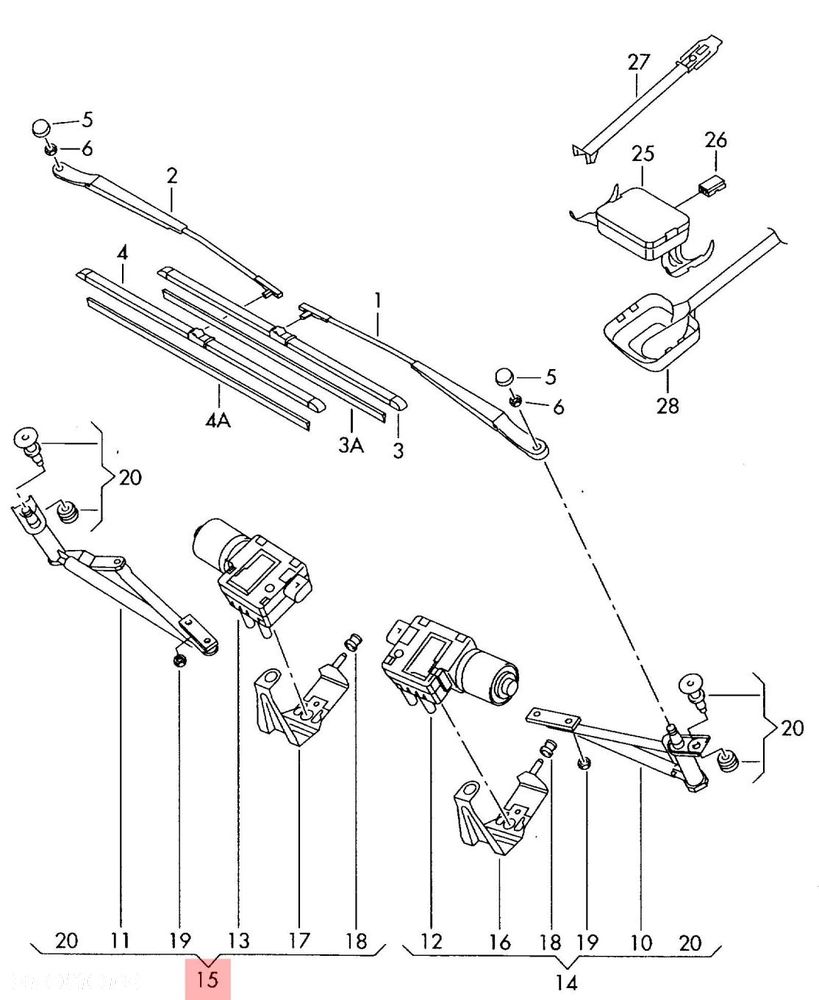 mechanizm wycieraczki prawy vw touran i 1t0955024e 3397020666 - 2