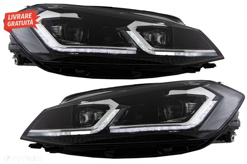 Grila Centrala cu Faruri LED Semnal Dinamic VW Golf 7.5 VII Facelift (2017+) GTI L- livrare gratuita - 7