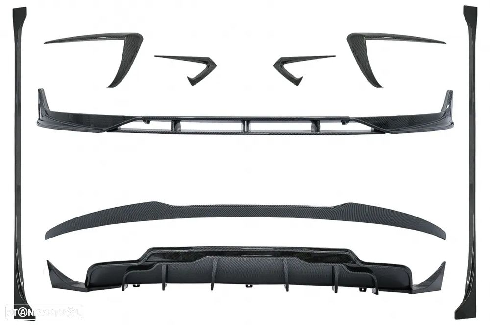 Conjunto Tesla Model 3 Spoiler, Aileron, Laminas e Difusor em Banho de Carbono - 1