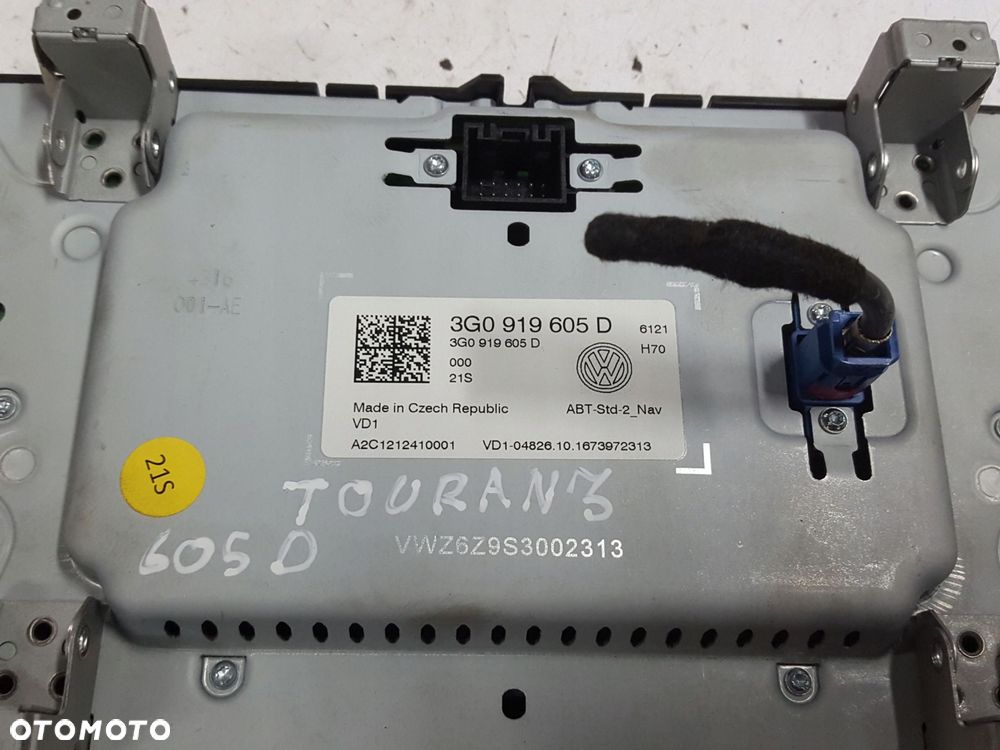 VW TOURAN 3 III 5T 15r- EKRAN WYŚWIETLACZ PANEL NAWIGACJI 3G0919605D - 2