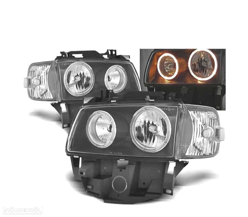 FARÓIS ANGEL EYES VOLKSWAGEN VW T4 CARAVELLE 97-03 FUNDO PRETO - 3