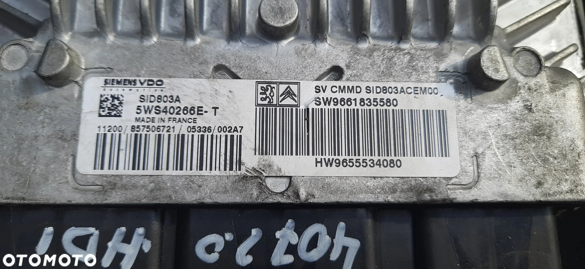 STEROWNIK - KOMPUTER SILNIKA - PEUGEOT 407 -  2.0 HDI - 9663612380 Zestaw startowy sw 9661835580 hw 9655534080 9655708380 - 7
