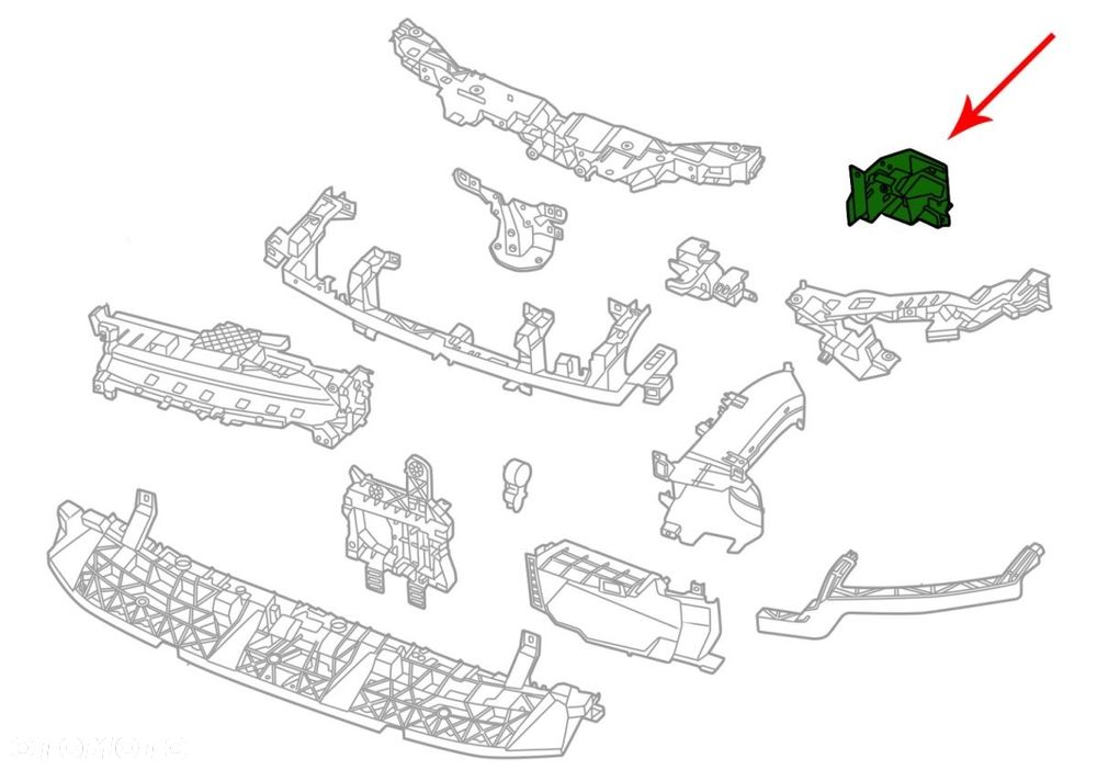 Pas przedni Macan II 95c 24r.- lewe przednie mocowanie chłodnic łącznik pasa wspornik zaczep - 1