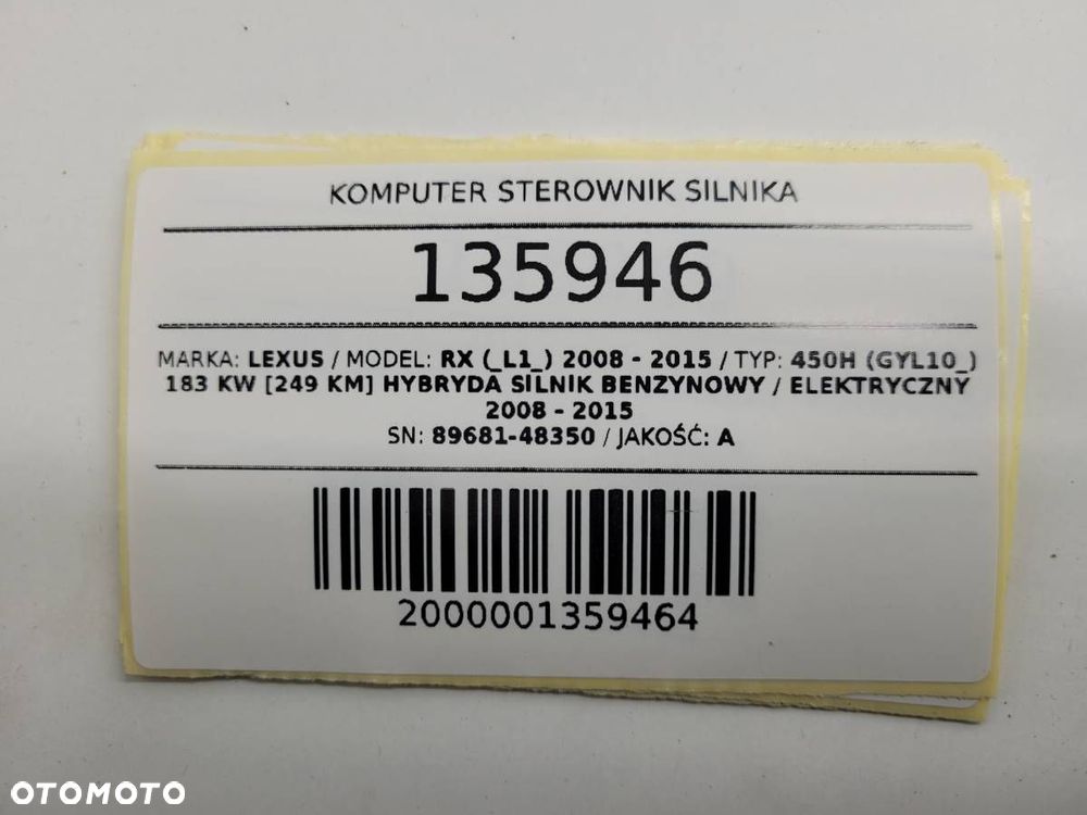 KOMPUTER STEROWNIK SILNIKA 89681-48350 LEXUS RX 450H II 2014 EU - 9