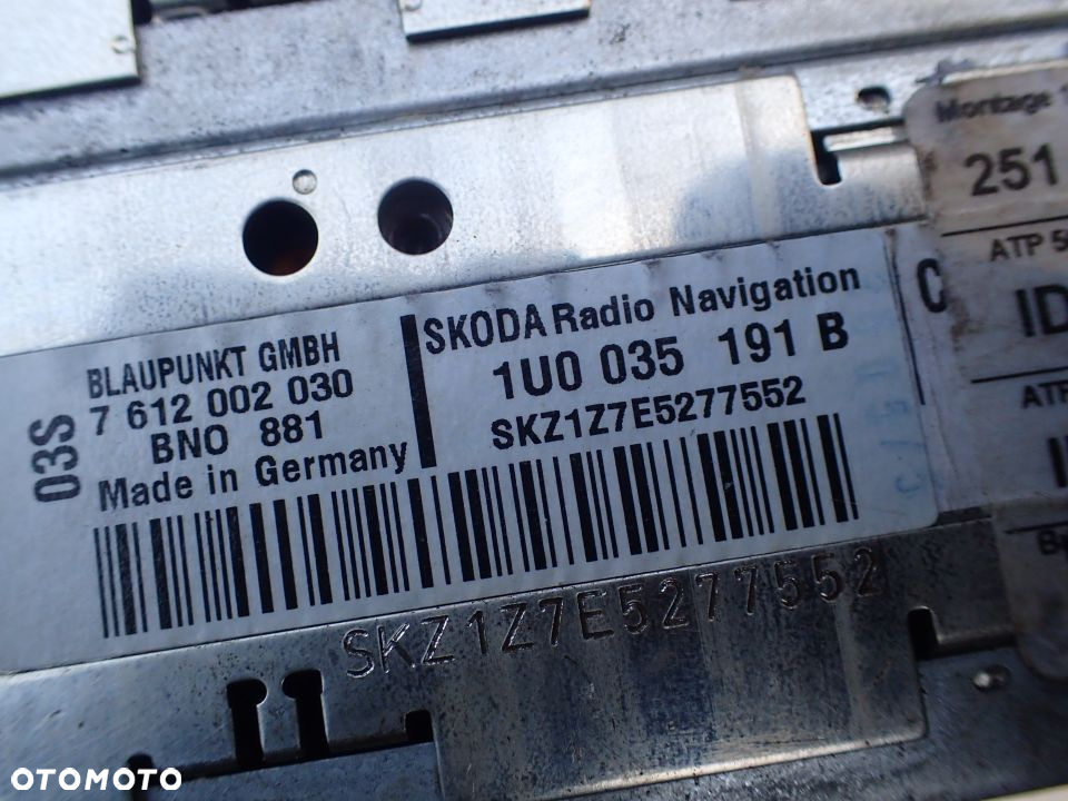 SKODA SUPERB OCTAVIA RADIO NAWIGACJA 1U0035191B 01-06 RADOM - 5