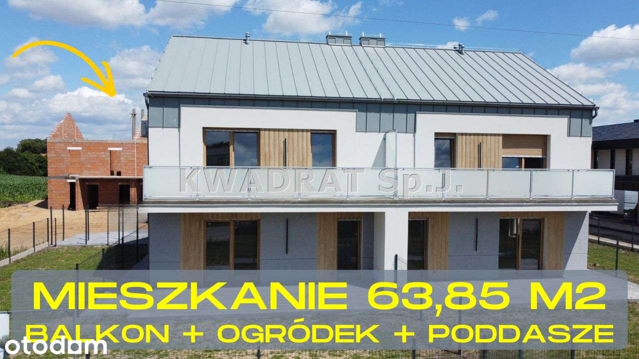 Mieszkanie 63,85m2 + balkon + ogródek - Baranów
